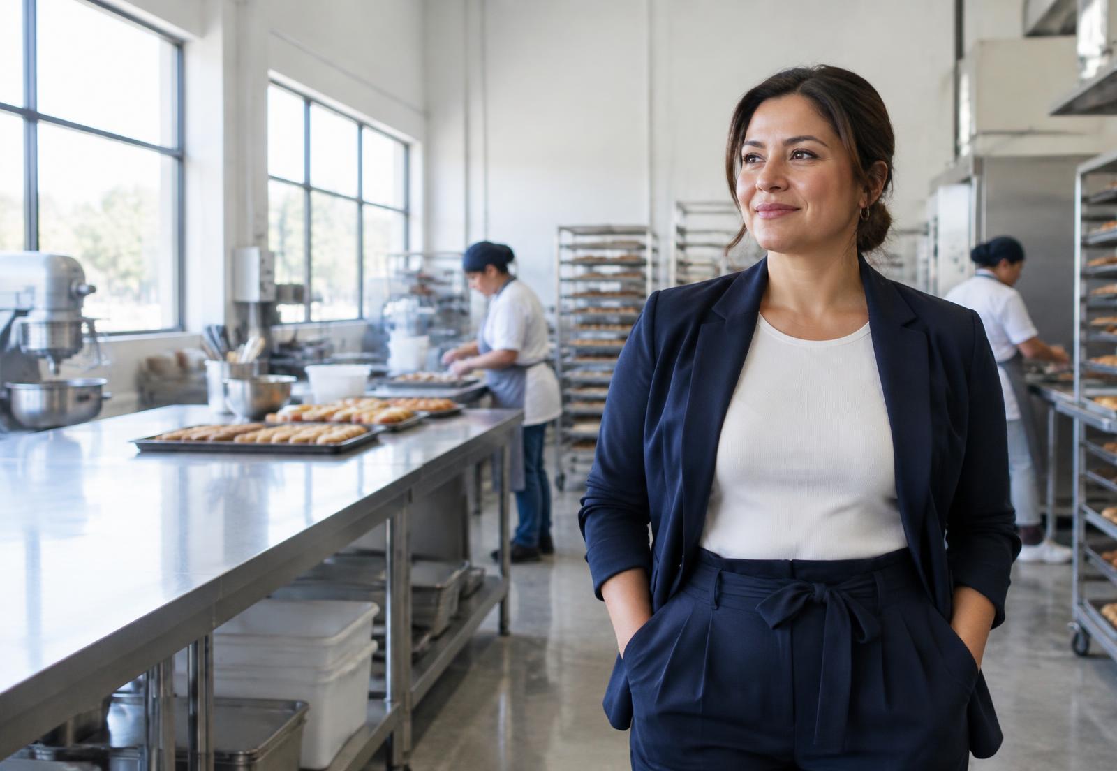 Business owner leading an active commercial food production company